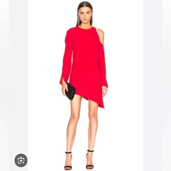 NWT IRO Awati Asymmetrical Poppy Red Mini  Dress Size 40/ US Large - Picture 1 of 16